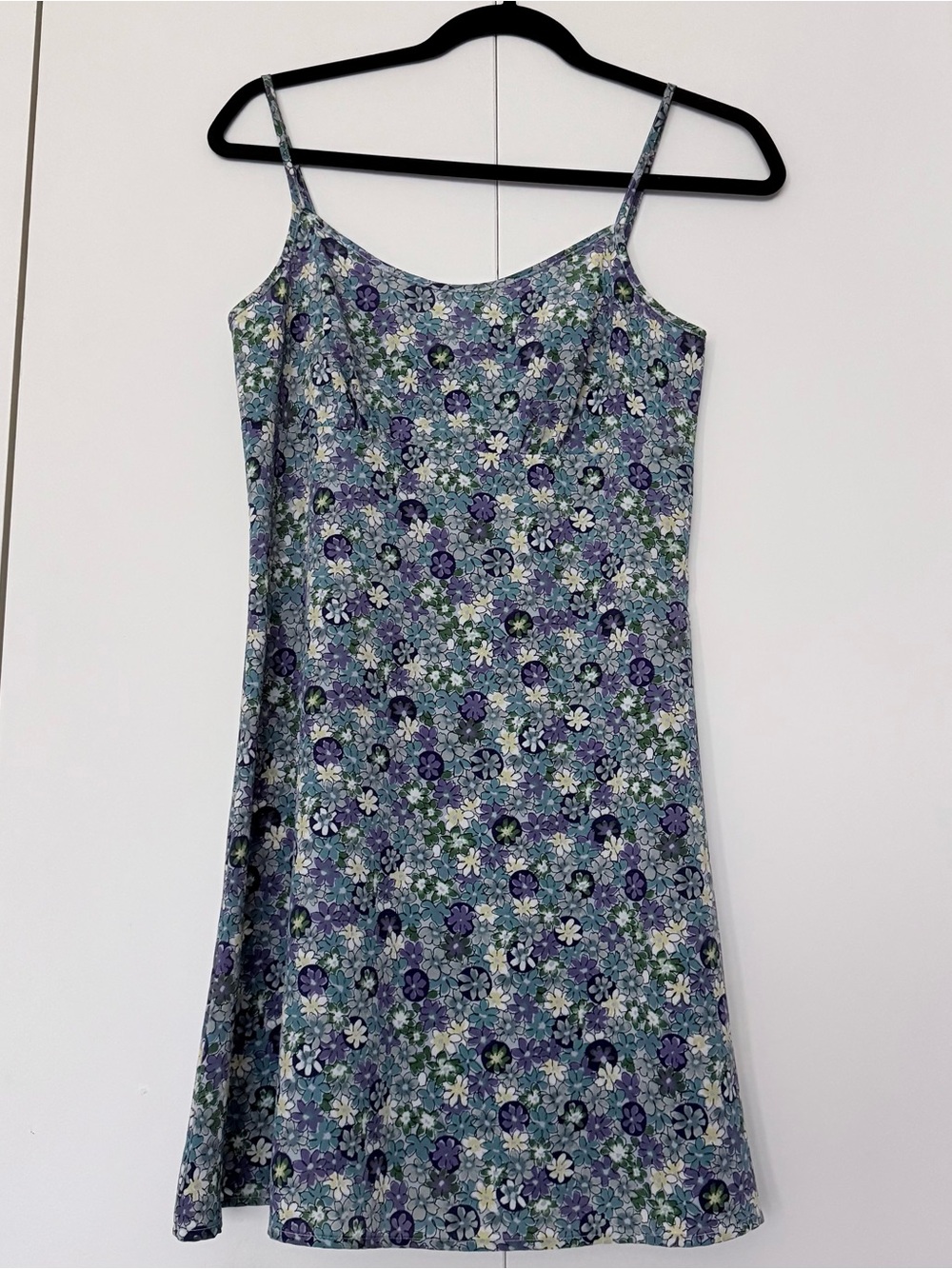 NWOT Floral Strappy Mini Dress Purple Blue White Flowers Summer Petite SZ 5
